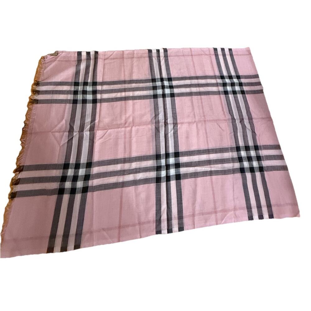 NWT BURBERRY Giant Check Gauze Ash Rose Scarf Made in Italy Size 220X70 CM